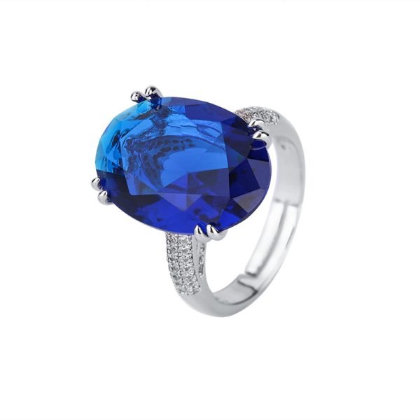 Veronica Sapphire Topaz Blue Diamond Ring - Image 6