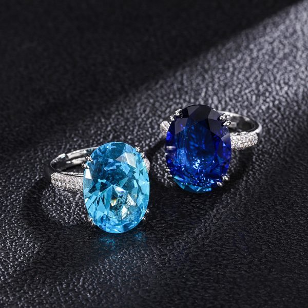 Veronica Sapphire Topaz Blue Diamond Ring