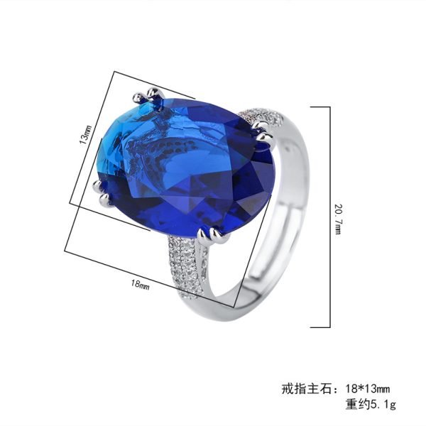 Veronica Sapphire Topaz Blue Diamond Ring - Image 3