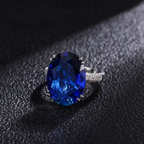 Veronica Sapphire Topaz Blue Diamond Ring - Image 4