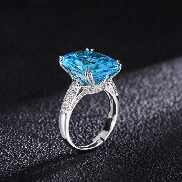 Veronica Sapphire Topaz Blue Diamond Ring - Image 5