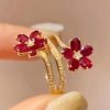 Trixie Retro Exquisite High-End Flower Ruby ​​Ring